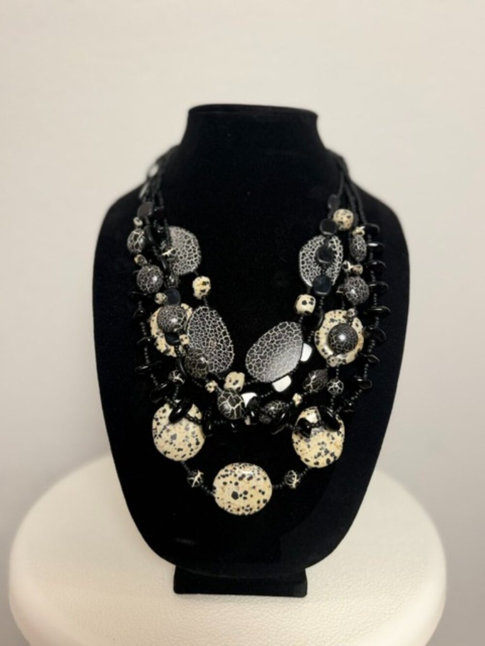 Chico’s Black & Cream Multi-Strand Statement Necklace
